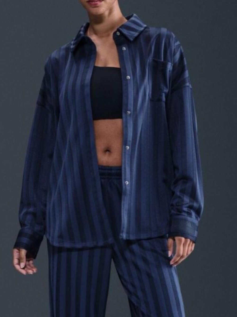 Nike Sportswear Zip up navy stripe top